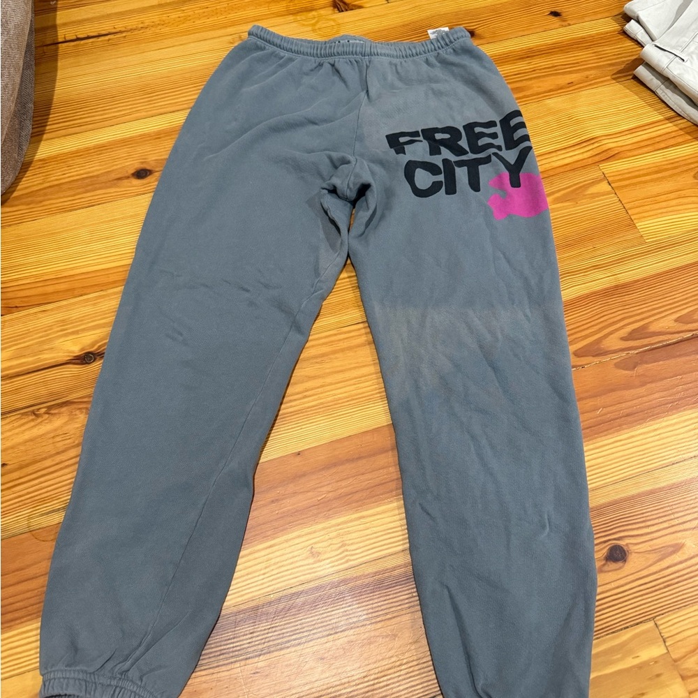 Freecity Gray Joggers with Pink Logo